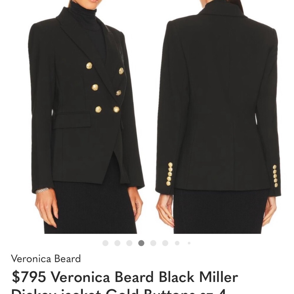 Vernonica Beard Miller Dickey Black Blazer with Gold Buttons EUC 12 - Picture 2 of 5